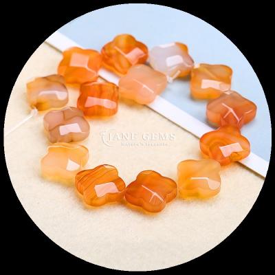 China Carnelian Topaz Gem Bead Natural Crystal Clover Shape Stone Loose Bead Strands For Bracelets for sale