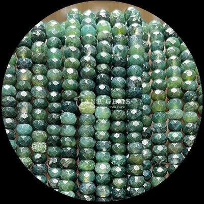 China Indian Agate Grüner Punkt Natürlicher Edelstein Perlenstränge Natürlicher Edelstein Faceted Abacus Perlen für persönliche Geschenke zu verkaufen