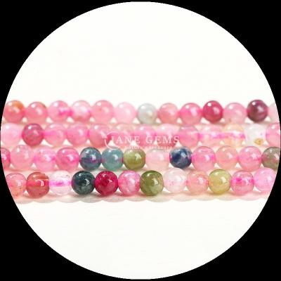 China Vivido redondo multicolor joyería DIY mini Tourmalina suelta amarilla de jade hilos sueltos cuentas en venta