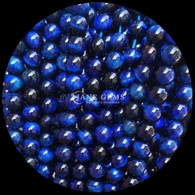 Chine Perle de forme ronde de pierre précieuse L'œil de tigre bleu Franges de perles lâches pour bijoux et cadeaux de bricolage à vendre