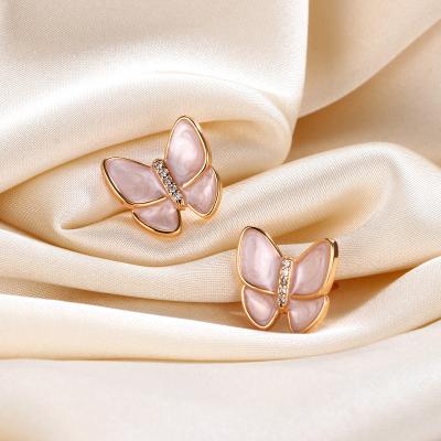 China TRENDY Luxury Fashion Ladies Elegant 14k Gold Butterfly Earrings Woman Ladies Earrings Designs For Party Girls for sale