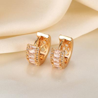 China TRENDY Fashion Accessories Gold Plated Hoop Huggie Earrings Micro Pave White Cubic Zircon Earrings for sale