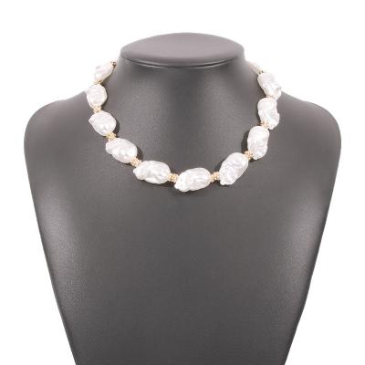 China Women's Hot Sale High Quality Jewelry White Big Natural Freshwater Pearl Baroque Shape Necklace for sale