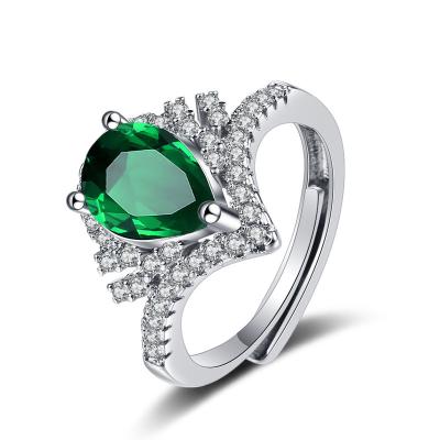 China CLASSIC Inteligente Anillos De Mujer Plata 925 Acero Inoxidable Full Diamond Green Gemstone Crown Fashion Women's Diamond Ring Anillo for sale