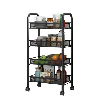 China Carrito Metal Mesh Rolling Storage Cart 3 Tier Sustainable Rolling Tool Cart with Handle and Lockable Wheels for Office Kitchen Bar for sale