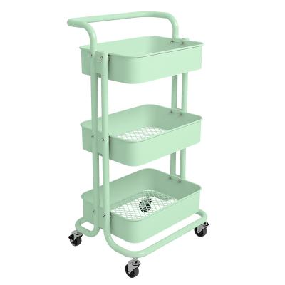 China 2 Tier Organizer 3 Tier Rolling Shelving Cart Vegetable Cart Kitchen Bathroom Plastic Storage Rack Serviceable Plastic Cart for sale