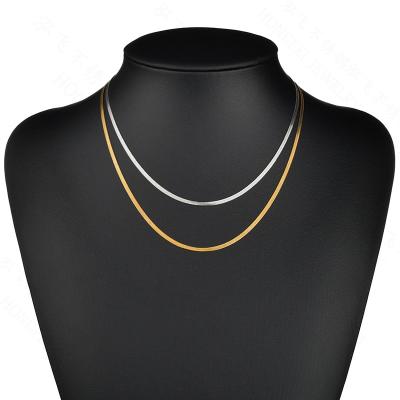 China 2.5mm 3mm Womens 18inches CLASSIC Stainless Steel Blade Chain Choker Gold Plated Flat Snake Chain Necklace for sale