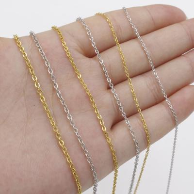 China Hiphop Customized Length 45cm Cable Chains Necklace Thickness 1mm 1.5mm 2mm Steel Long Stainless Steel Necklace Chain for sale