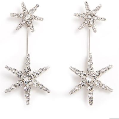 China Silver Plated Rhinestone Rhinestone Crystal Star Pendant Earring CZ Zircon Luxury Gold Star Drop Earrings Lead Free Nickel Free for sale