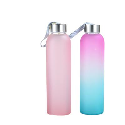 China Sustainable Logo 1000ml Custom Borosilicate Frosted Glass Bottle White Drinking Water for sale