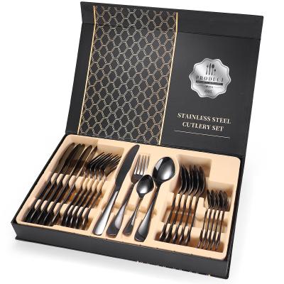 China Cheap Wholesale Viable Stainless Steel 24pcs Dinner Knife Fork Spoon Silver Plated Cutlery Set for sale