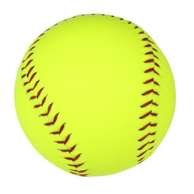 Κίνα Wholesale Yellow Synthetic PVC Leather Colorful 12 inch softball soft ball cover with PU Cork core baseball for training προς πώληση