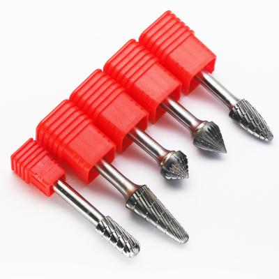 China Custom Different Types Wooden Tungsten Solid Carbide Rotary Burrs Rotary Cutter Tools 1/4 Inch Rotary Tool Burrs For Diamond Grinding for sale