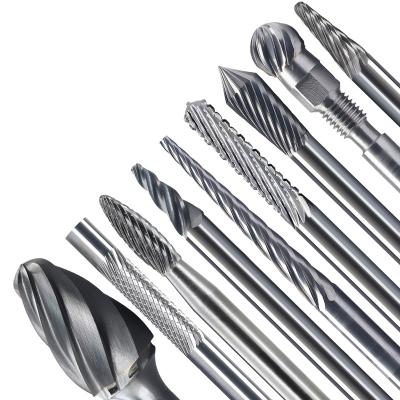 China Solid Tungsten Carbide Wood Burr Cutting Tools Set Rotary Custom Size 3mm 6mm 1/4 Inch Double Shank Single Shank Carbide Burs Cut Tool Kit for sale