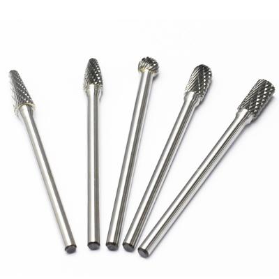 China 5 Pcs Solid Shank Woodworking Tungsten Carbide Long Burr Drilling Set Double Cut 6mm Shank Diameter Rotary Tool Porting Kit for sale