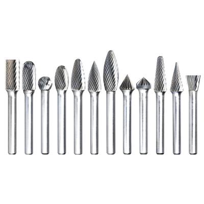 China Carbide Wood Standard Single Cut Burrs Set 6mm 6.35mm Dremel Metal Drill Machine Tool Parts Rotary Milling Files for sale