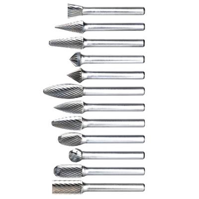 China Solid Standard Tungsten Carbide Burr Hot Sale Wood Metal Working Machine Tool Parts Single Cut Rotary File Burr Bits for sale