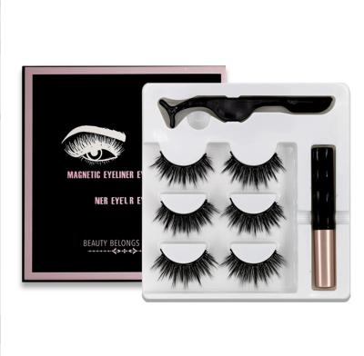 China Full Strip 3D Faux Mink Eyelashes Natural Soft Magnetic Eyelashes No Glue for sale