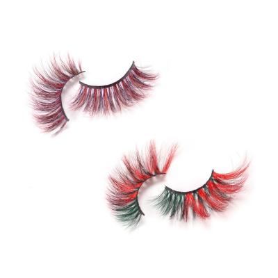 China Luxurious Handmade Magnetic Eyelashes 5D Color Long Faux Mink Eyelashes Long Mink Eyelashes for sale