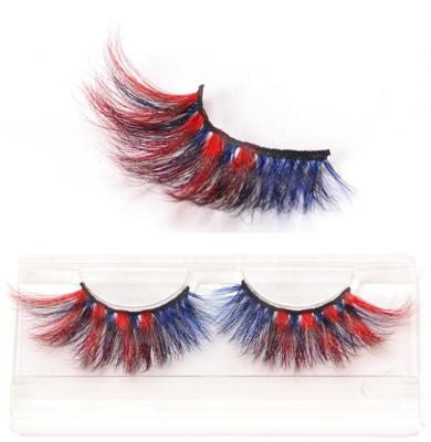 China Wholesale Thick Lashes 18mm Color Handmade Mink Lashes Fake Lashes for sale