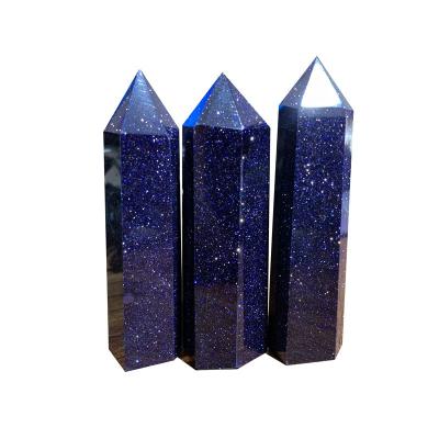 China Wholesale China Sandstone Natural Blue Healing Stone Crystal Point For Home Decoration for sale