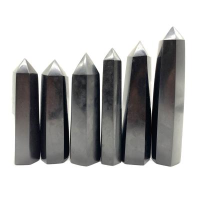 China Wholesale High Quality Black Tower China Obsidian Crystal Point Healing For Decoration for sale