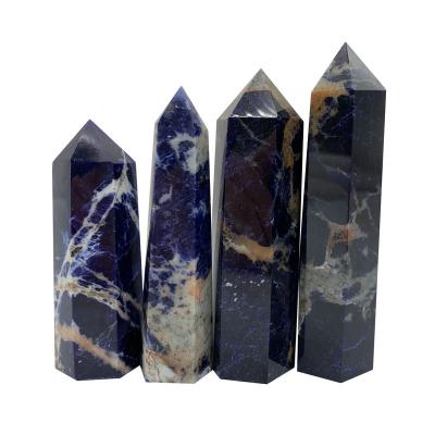 China China wholesale natural blue sodalite healing stone crystal point for decoration for sale