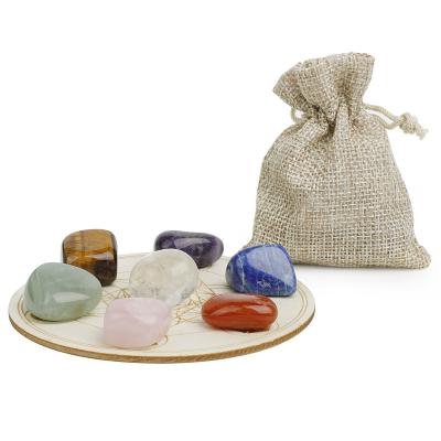 China Wholesale Natural China Gemstone Healing 7 Charka Tumbled Crystal Stone Set For Meditation for sale