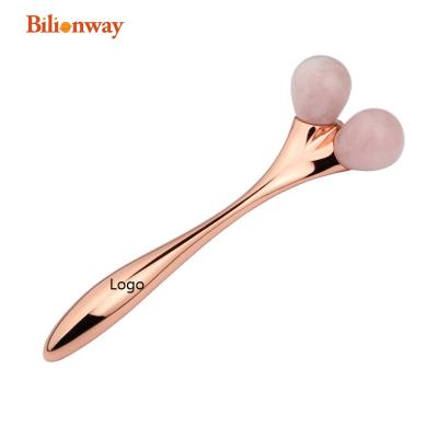 China Private label high quality face 3d massager natural rose quartz gua sha jade roller whitening for sale