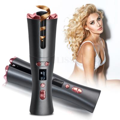 China Newest Design Ceramic Radio Curling Iron LCD Display Automatic Charging Portable Hair Curler USB Rechargeable Travel Curling Iron for sale