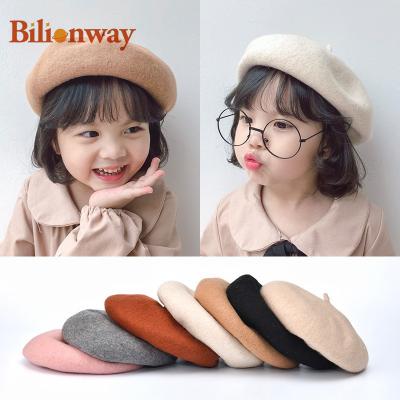 China Fashion\Comfortable\Durable Custom Design Type Warm Winter White Wool Hat Children Kids Beret Fashion Manufacturers Hat for sale