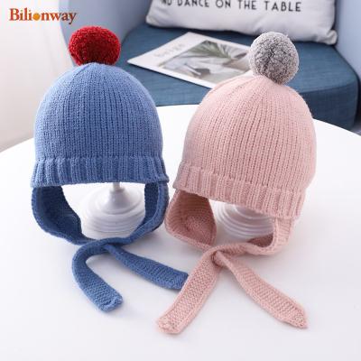 China New Custom Character Baby Kids Beanie Unisex Kids Knitted Winter Hats With Pompom And Scarf Set for sale