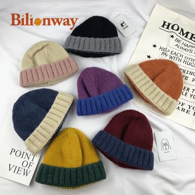 China Character Two Tone Sublimation Beanie Crochet Thick Winter Woolen Custom Thermal Cheap Kids Knitted Hat for sale