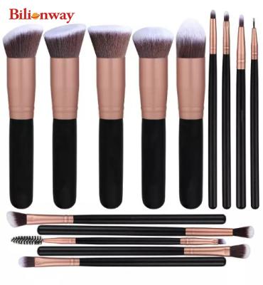 China 10PCS Angular Blush Make Up Brushes Brush Set Blusher Face Powder Black Make Up Brushes for sale