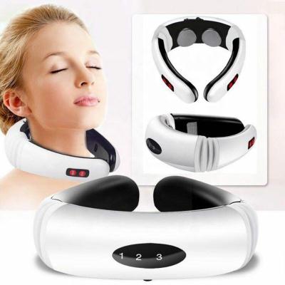 China Electric Smart Remote Control Neck 3D Heating Pulse Therapy Cervical Vertebra Physiotherapy Pulse Kneading Massager Back for sale