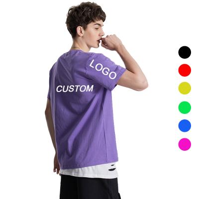 China Custom Printed Oversized Blank 100%Cotton Logo Anti-Shrink T-Shirts Embroidered Graphic White Heat Transfer Customizing Shirts For Men for sale