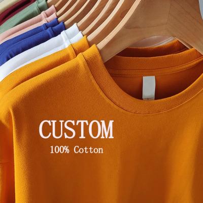 China Anti Shrink Logo T-shirt 100%Cotton Custom Heat Transfer Unisex Customize Graphic Shirts White Plus Size Custom Printing T Shirts Men for sale