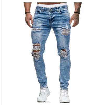 China 2022 New Logo Blue Jeans For Men Custom Causal Skinny Denim Men's Jeans QUICK DRY Slim Sports Stretch With Zipper OEM Plus Size Mens Jeans for sale