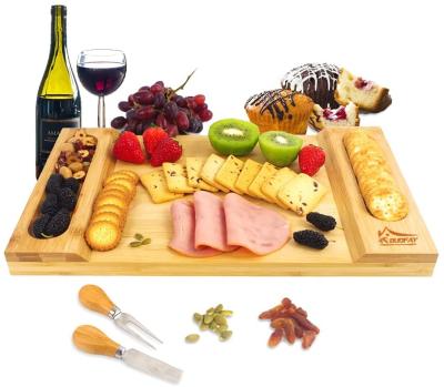 China Hot Selling Disposable Bamboo Cheese Board Eco - Friendly Delicatessen Serving Tray Festival Celebrate Board for sale