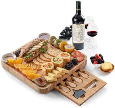 China Sustainable Extra Large Cheese Board and Knife Set Bamboo Server Tray Hot Selling High Quality Cheese Board for sale