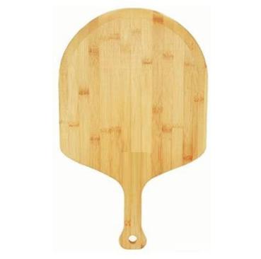 China Sustainable Bamboo Pizza Cutting Board With Handle Bamboo Pizza Skin For Kitchen for sale