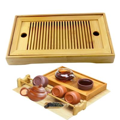 China Chinese Kongfu Small Sustainable Bamboo Tea Tray Table Serving Tray Box for sale