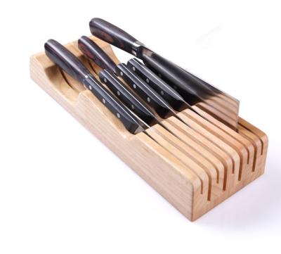 China Viable Wooden Kitchen Knife Storage Rack Multifunctional Solid Wood Rubber Knife Block Knife Set for sale