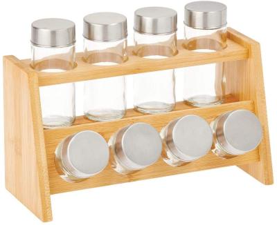 China Sustainable Bamboo Spice Rack In-Drawer Buffet Spice Storage Shelf Drawer Tray Organizer 2-Tier for sale