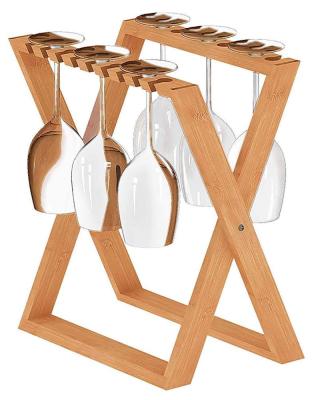 China Sustainable Bamboo Wood Under Cabinet Wine Glass Rack Wine Glass Bottle Holder for sale