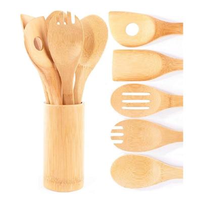 China Best Viable Kitchen Accessories Cookware Set Selling 6 Piece Bamboo Cookware Set Spoon Fork Cutlery Set for sale