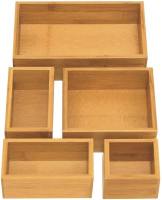 China Viable Natural Bamboo Organizer Set, 5-Piece of Storage Box Assortment for sale