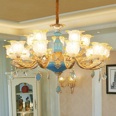 China Modern European Classic Zinc Alloy Hall Chandelier Villa Hotel Style Pendant Light for sale