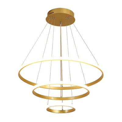 China Modern Round Hotel Metal Chandelier Geometric Designer Led Brass Pendant Light Gold Nordic Dining Luxury for sale