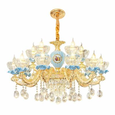 China European Vintage European Hotel Pendant Lighting Led Art Modern Flower Classic Dining Chandelier Crystal Parts for sale